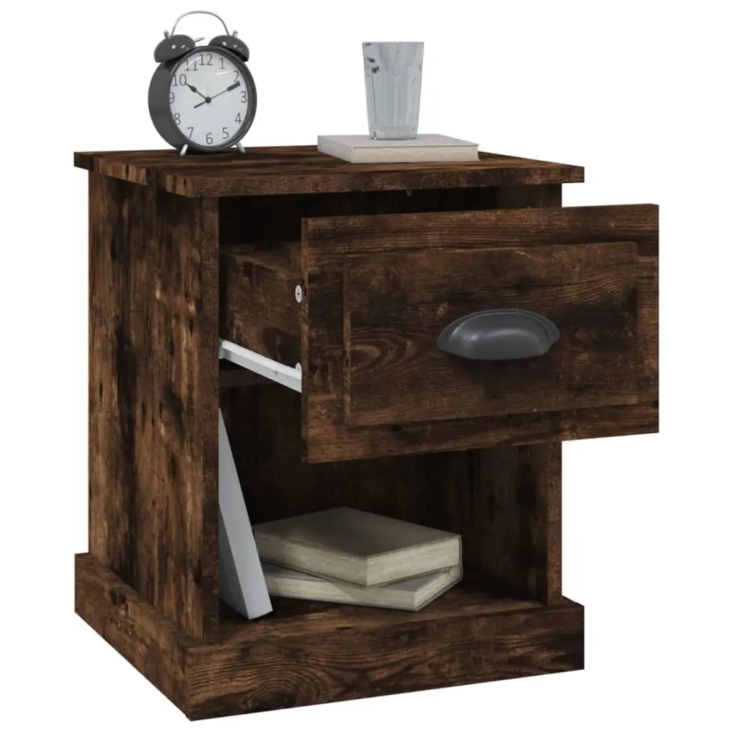 Bedside Cabinets 2pcs Bedside Tables Smoked Oak Nightstand Drawer Side Table