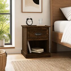 Quality Brown Oak Bedside Cabinets Set of 2