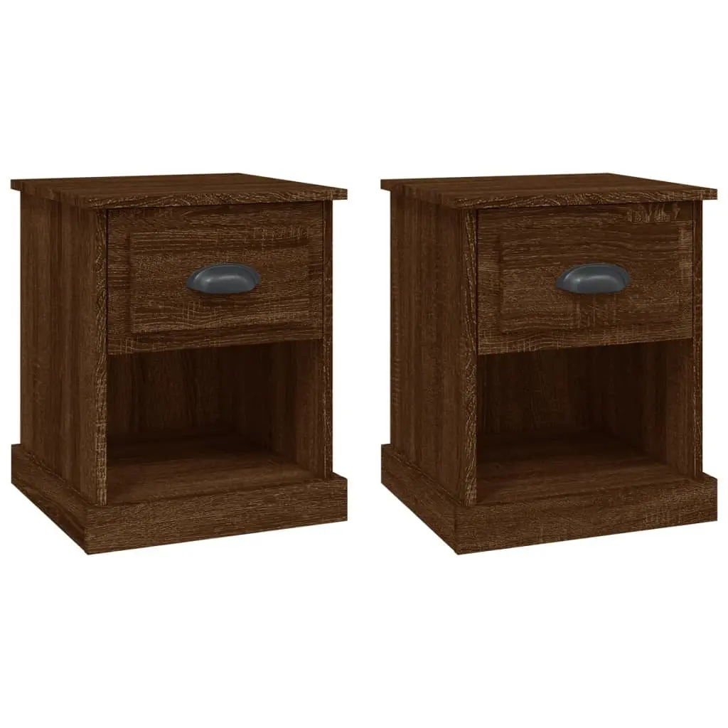Brown Oak Bedside Cabinets Set of 2