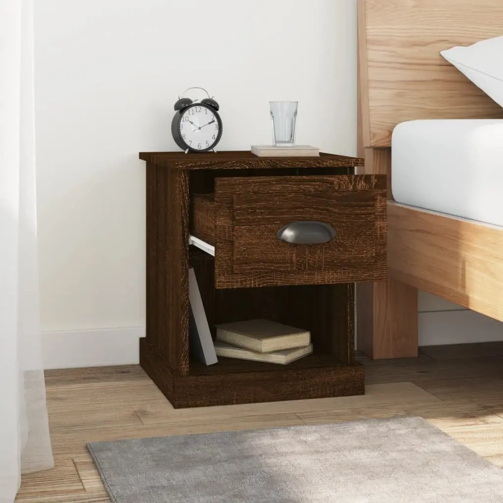 Brown Oak Bedside Cabinets Set of 2