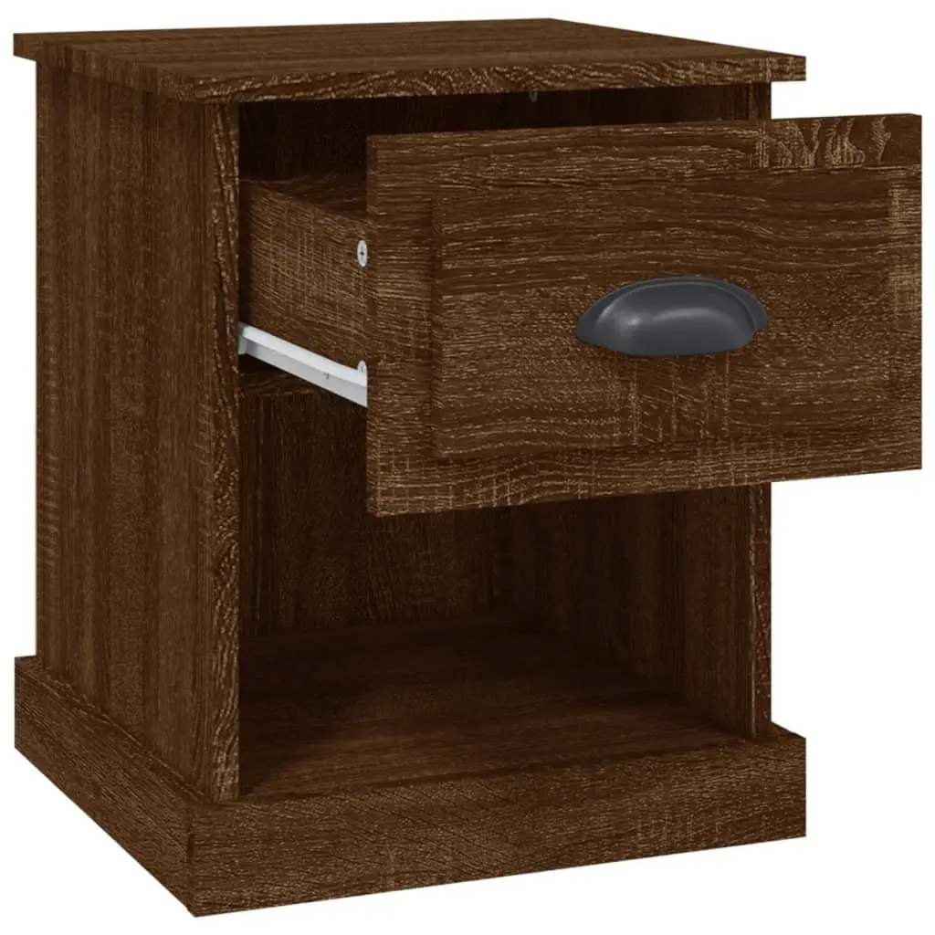 Brown Oak Bedside Cabinets Set of 2