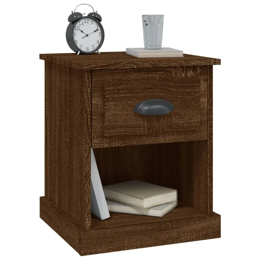 Brown Oak Bedside Cabinets Set of 2