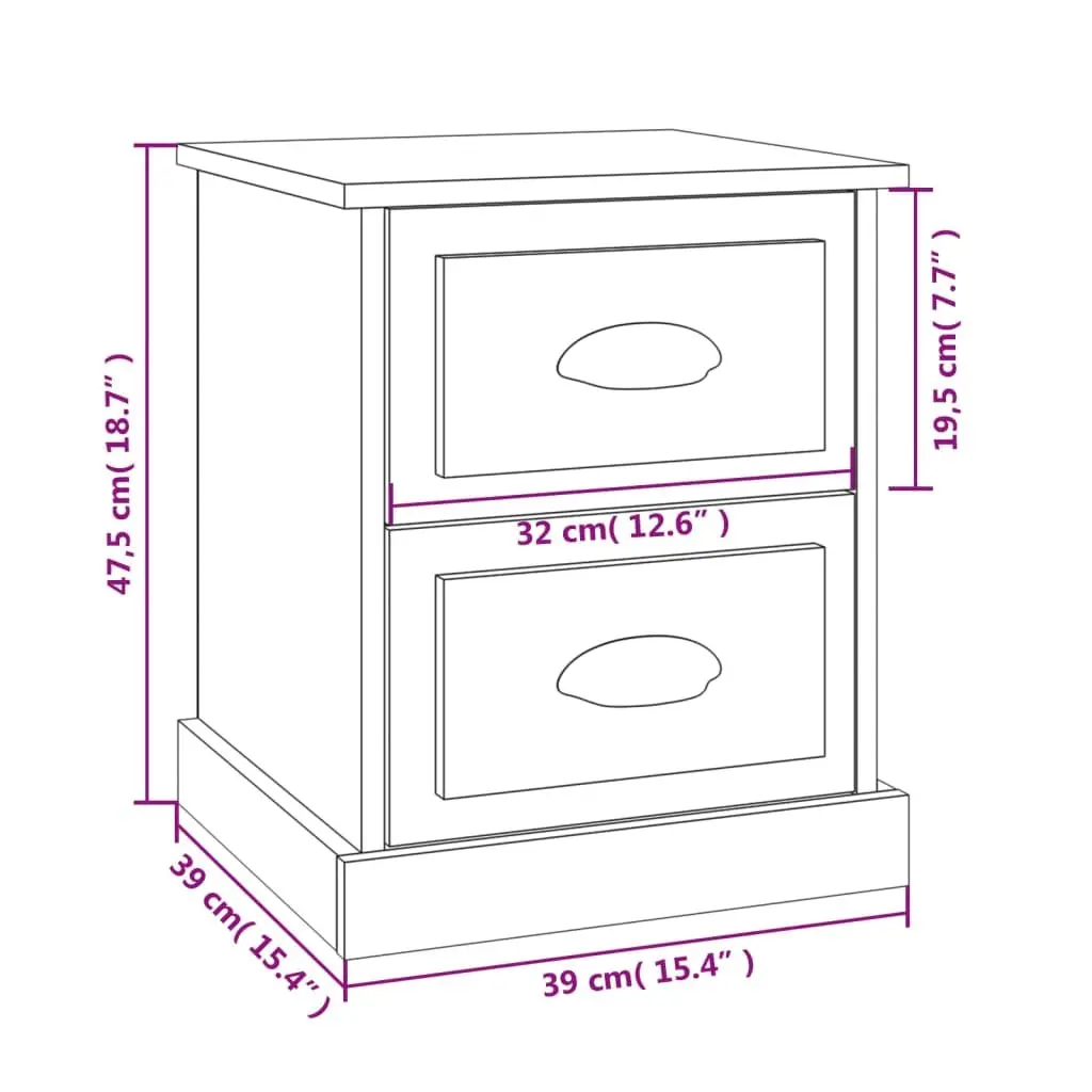 Bedside Cabinet Engineered Wood 39x39x47.5cm Black
