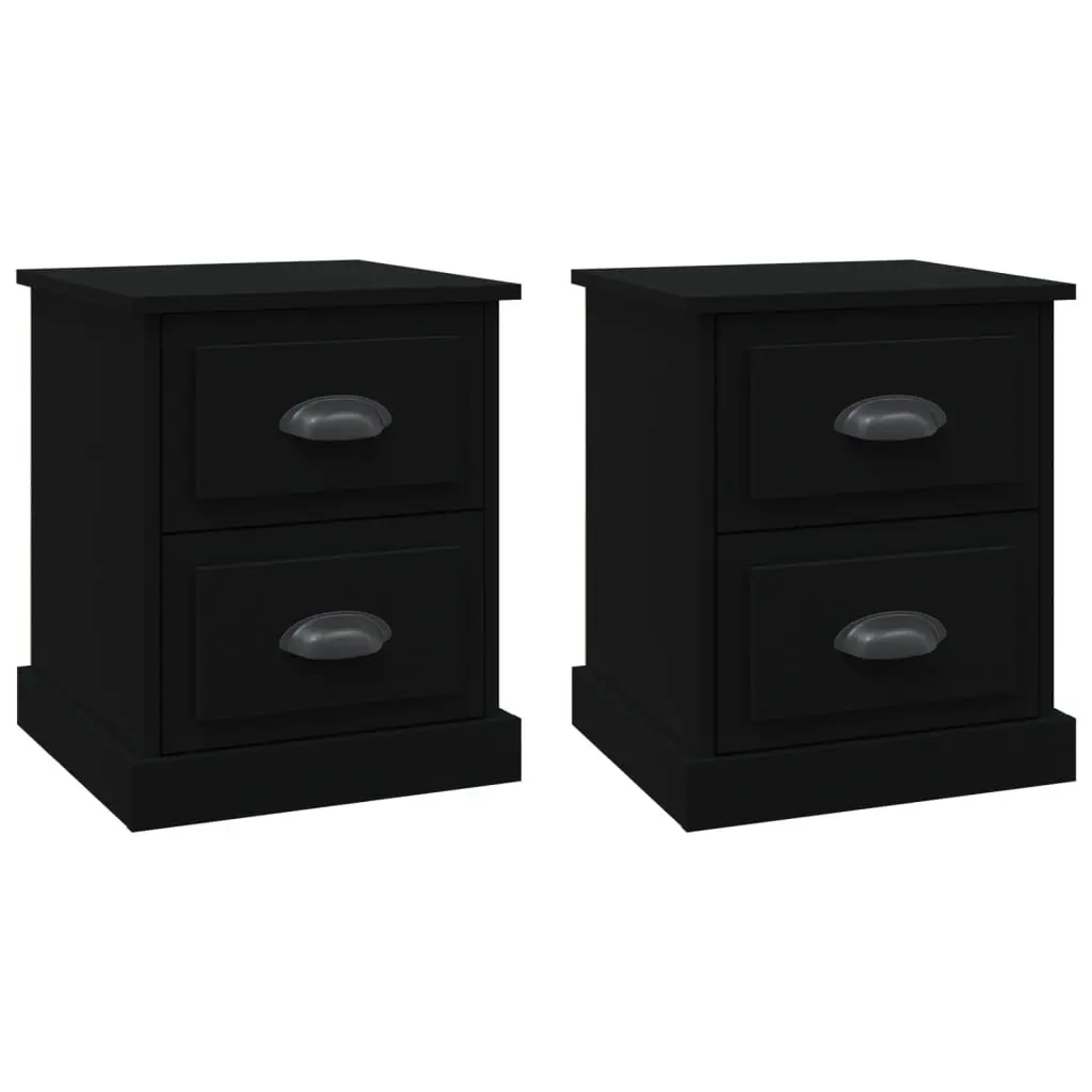 Black 2 Drawer Nightstand for Storage