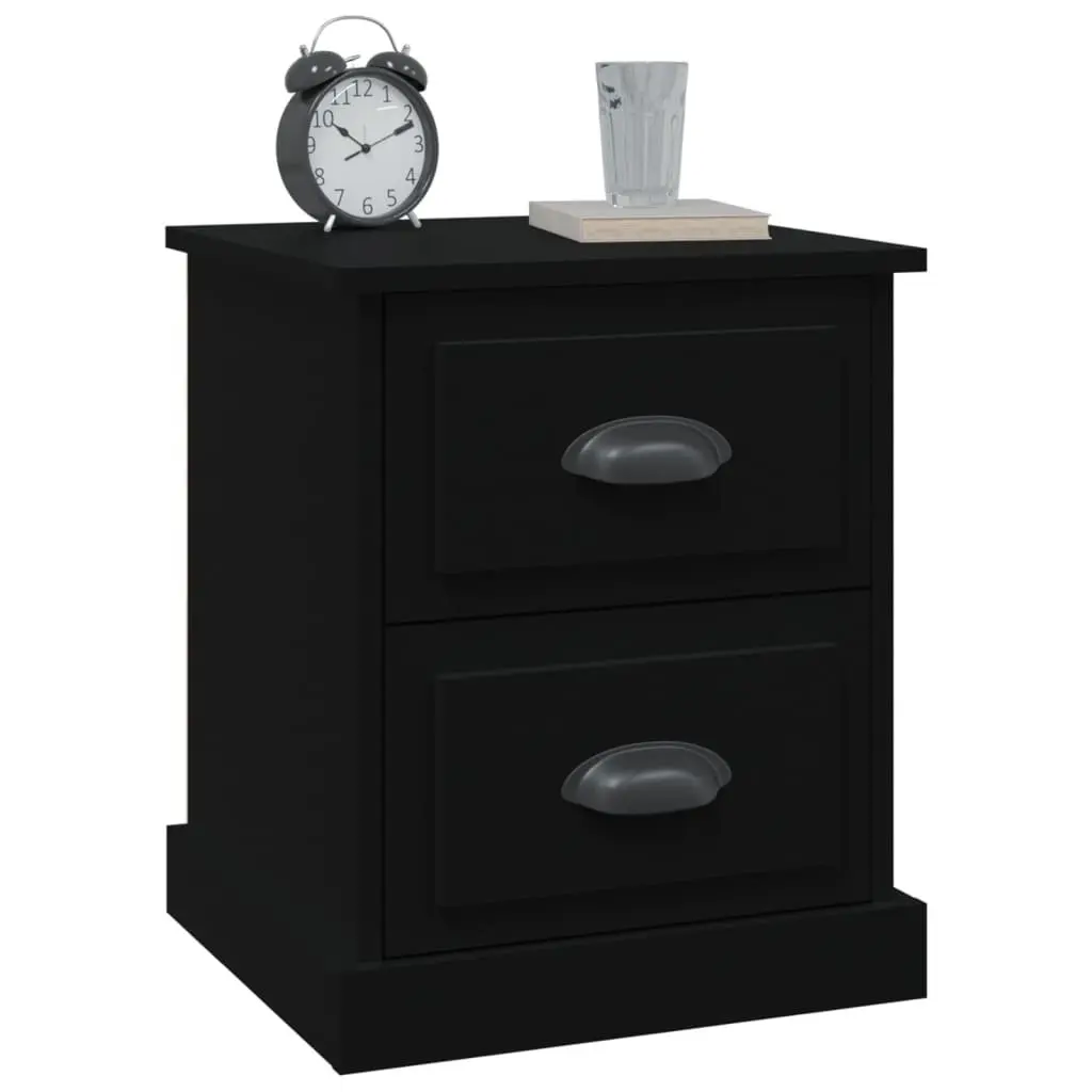 Black 2 Drawer Nightstand for Storage