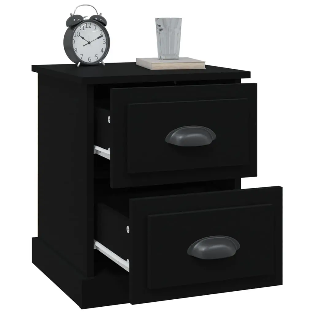 Black 2 Drawer Nightstand for Storage