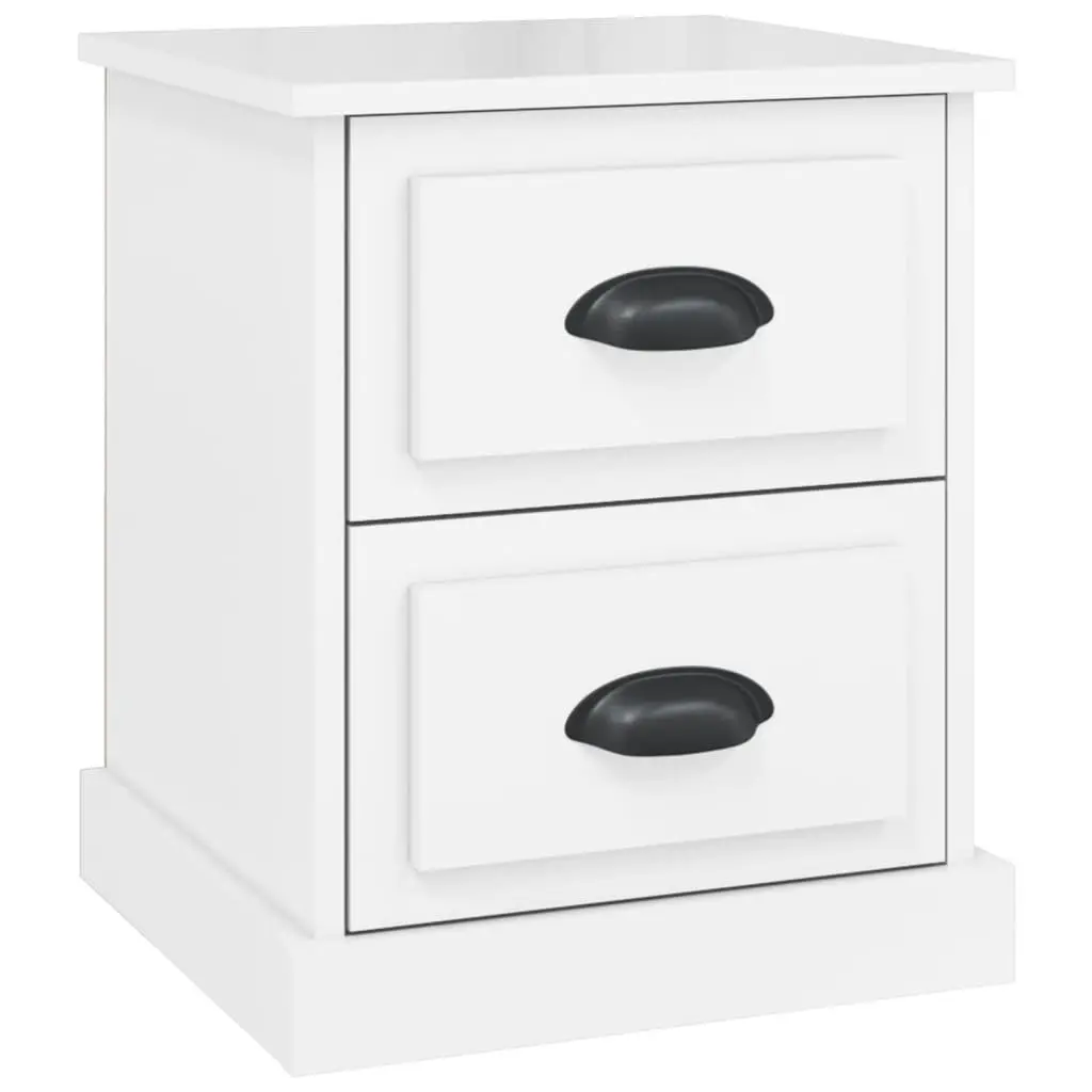 White Bedside Cabinet with 2 Storage Drawers