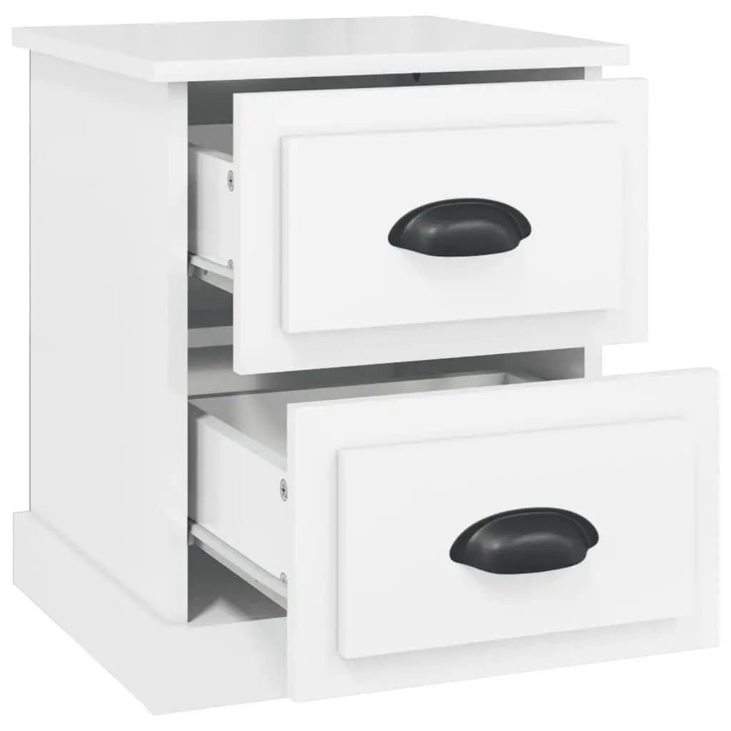 White Bedside Cabinet with 2 Storage Drawers