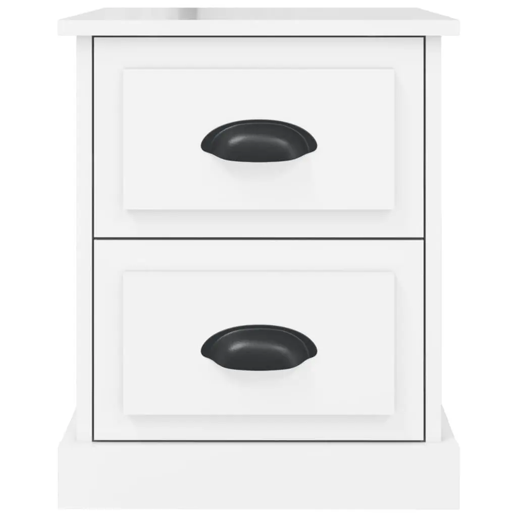 White Bedside Cabinet with 2 Storage Drawers
