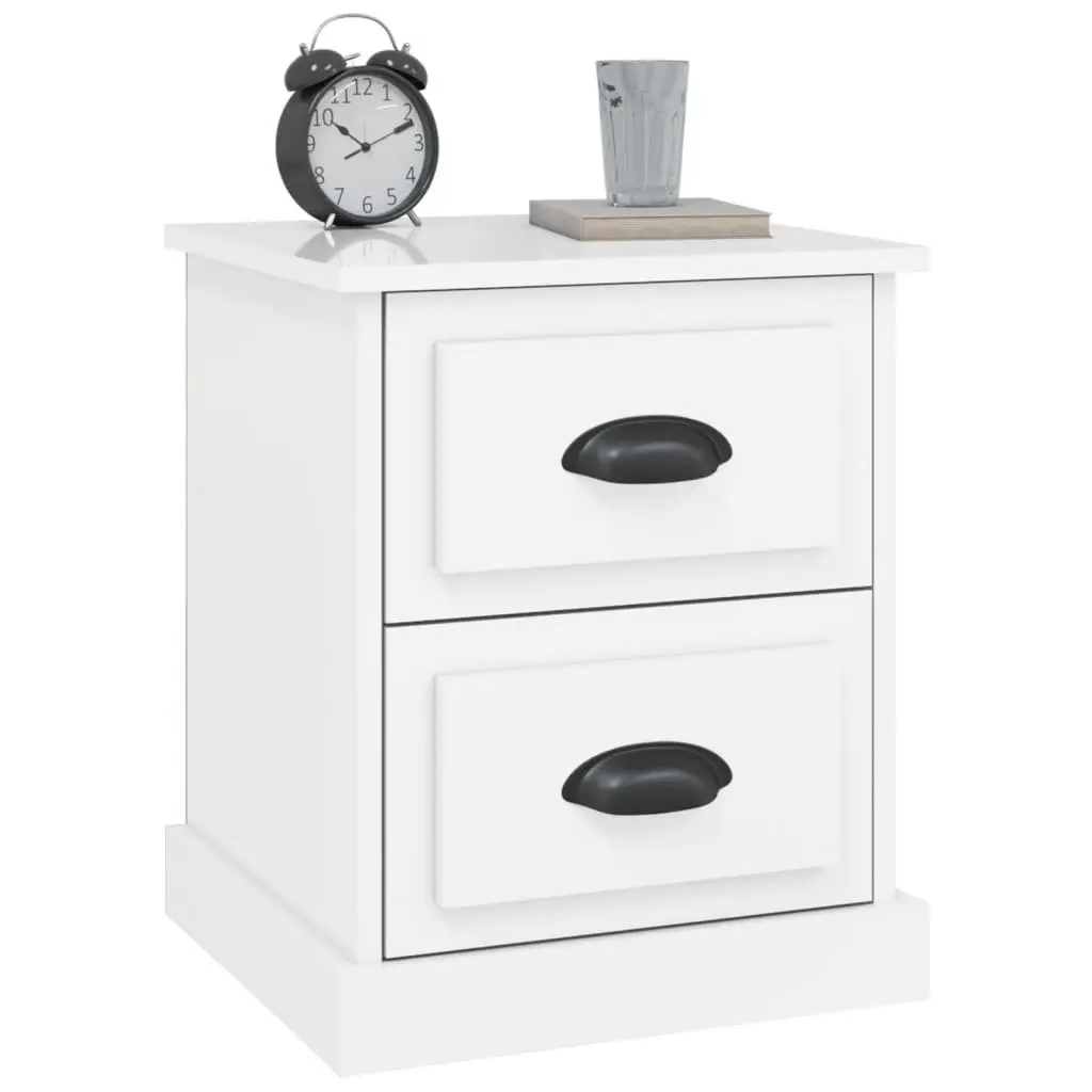White Bedside Cabinet with 2 Storage Drawers