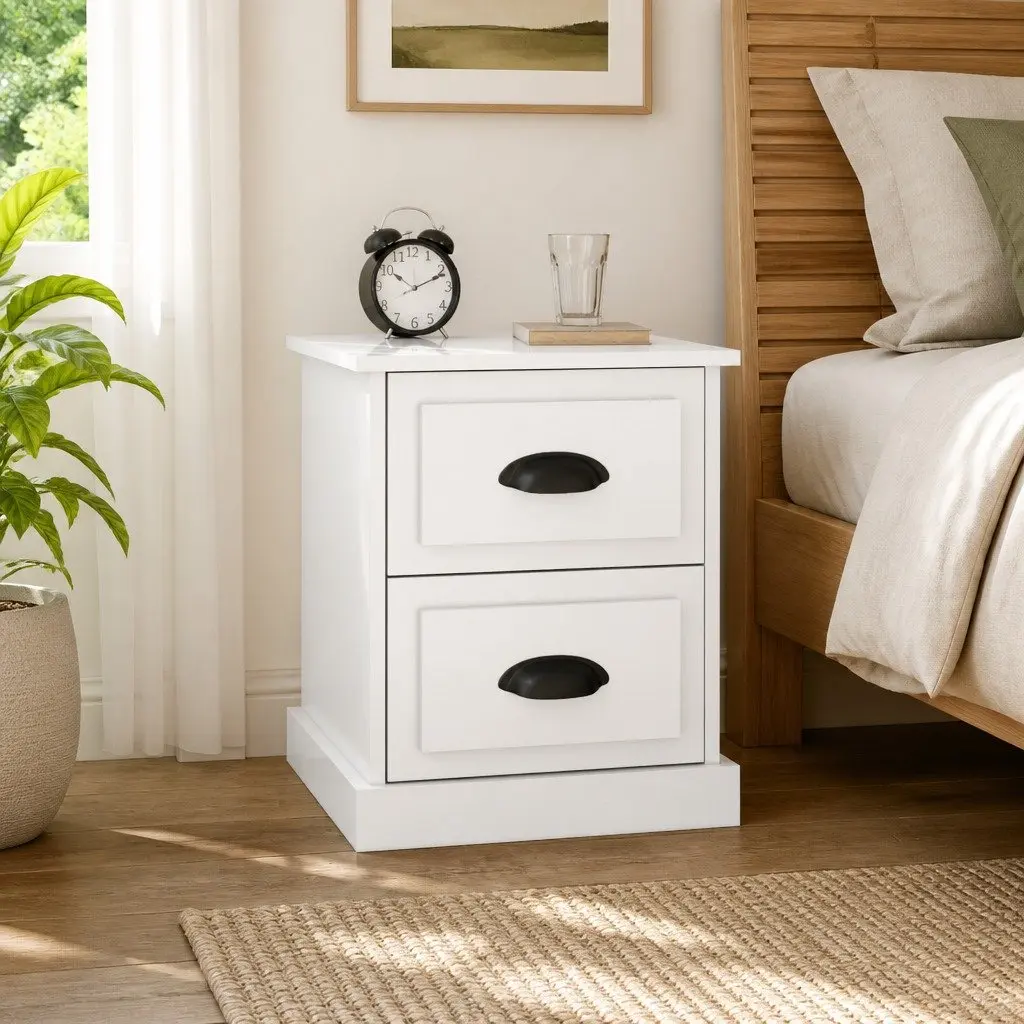 2 Drawer Nightstand in Glossy White