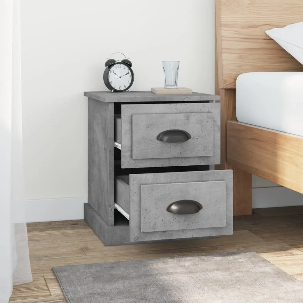 Grey 39x39x47.5 cm Bedside Cabinet with 2 Drawers