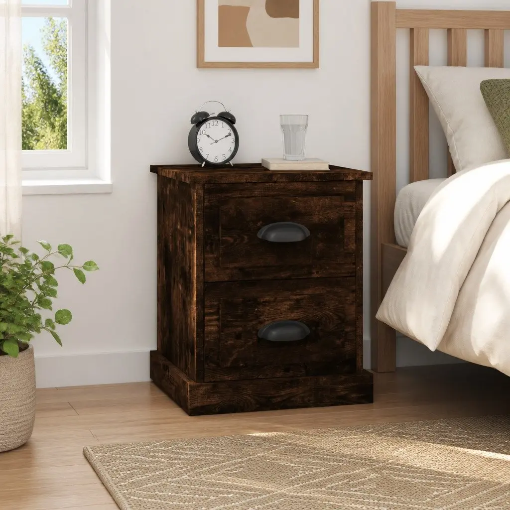 Engineered Wood Bedside Cabinets Set of 2 in Brown