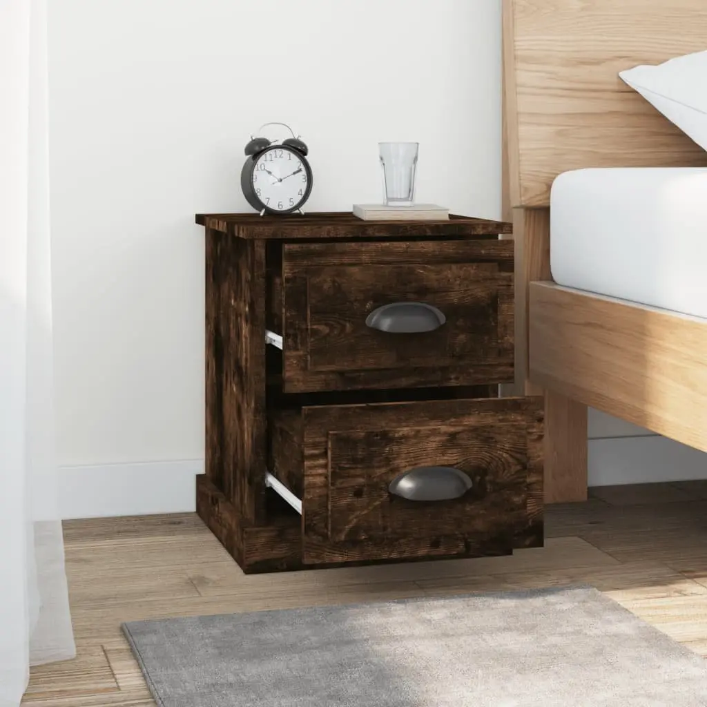 Engineered Wood Bedside Cabinets Set of 2 in Brown