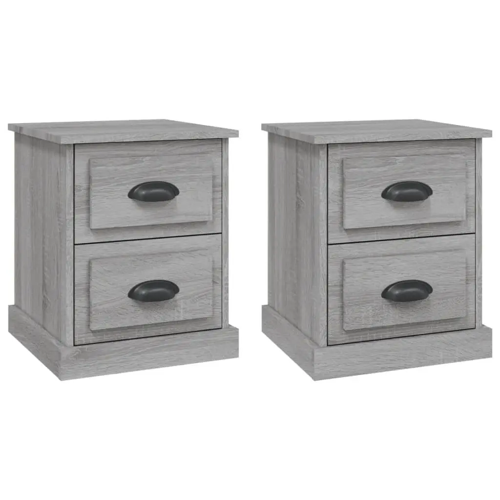 Grey Bedside Cabinet with 2 Drawers
