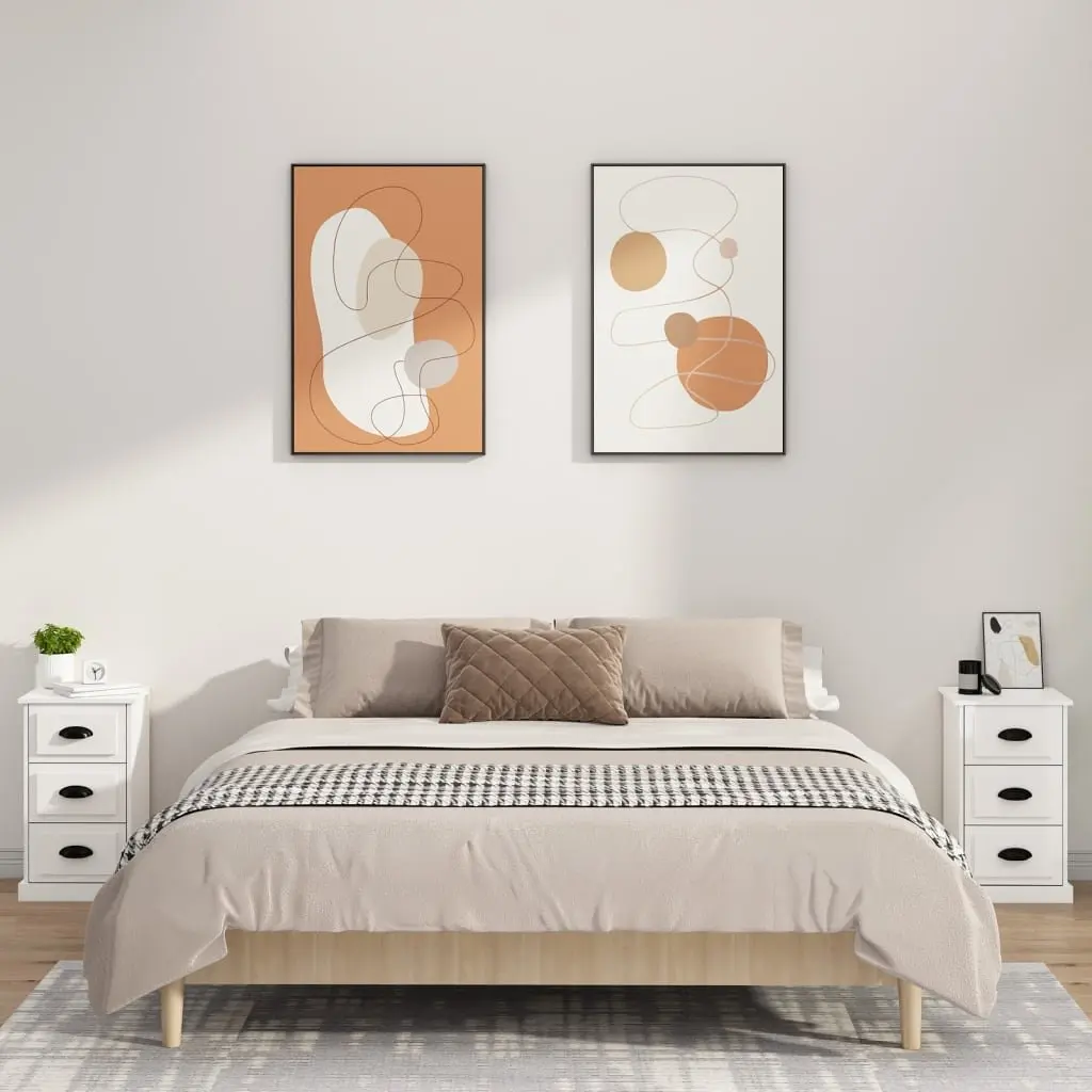 White High Gloss 3 Drawer Nightstand
