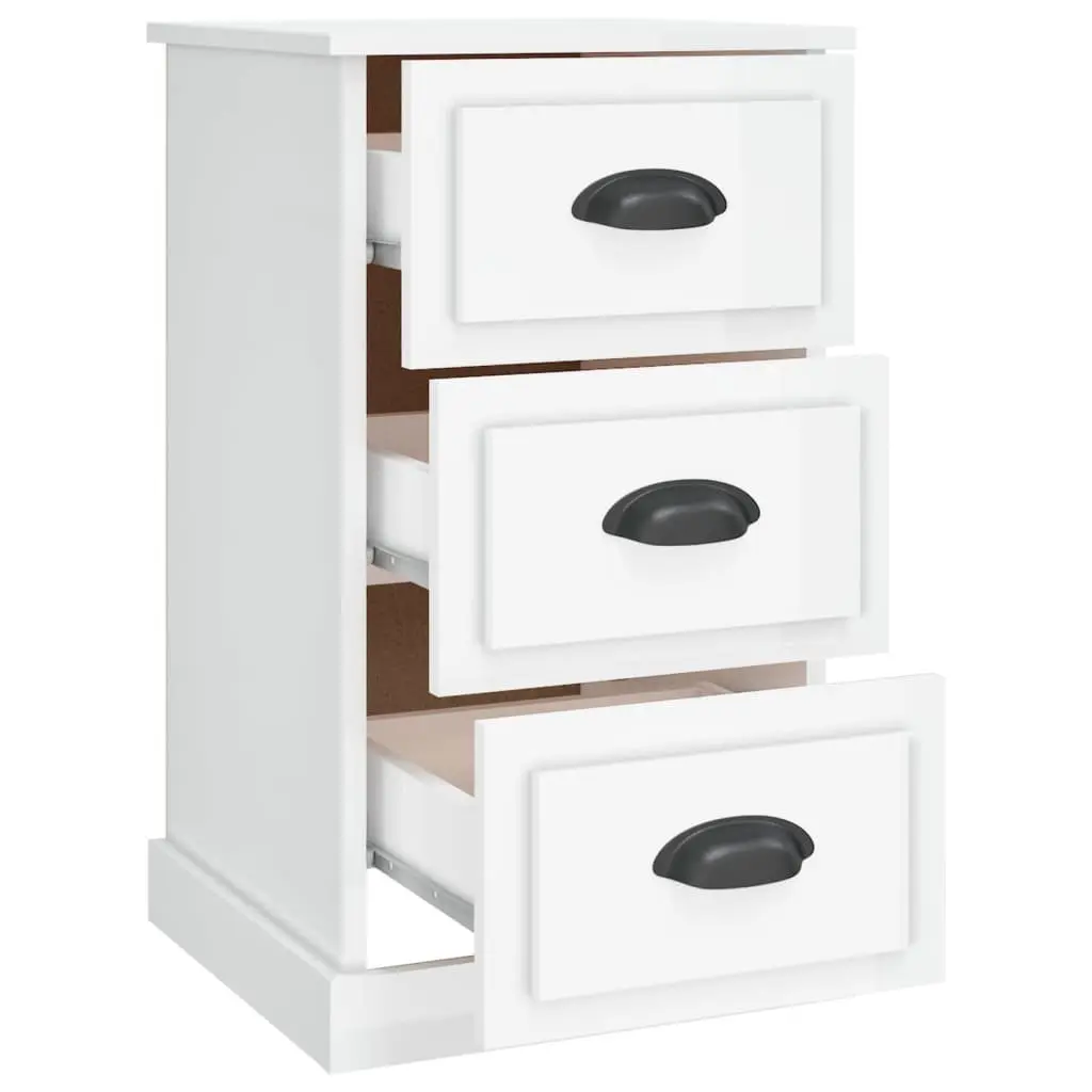 White High Gloss 3 Drawer Nightstand