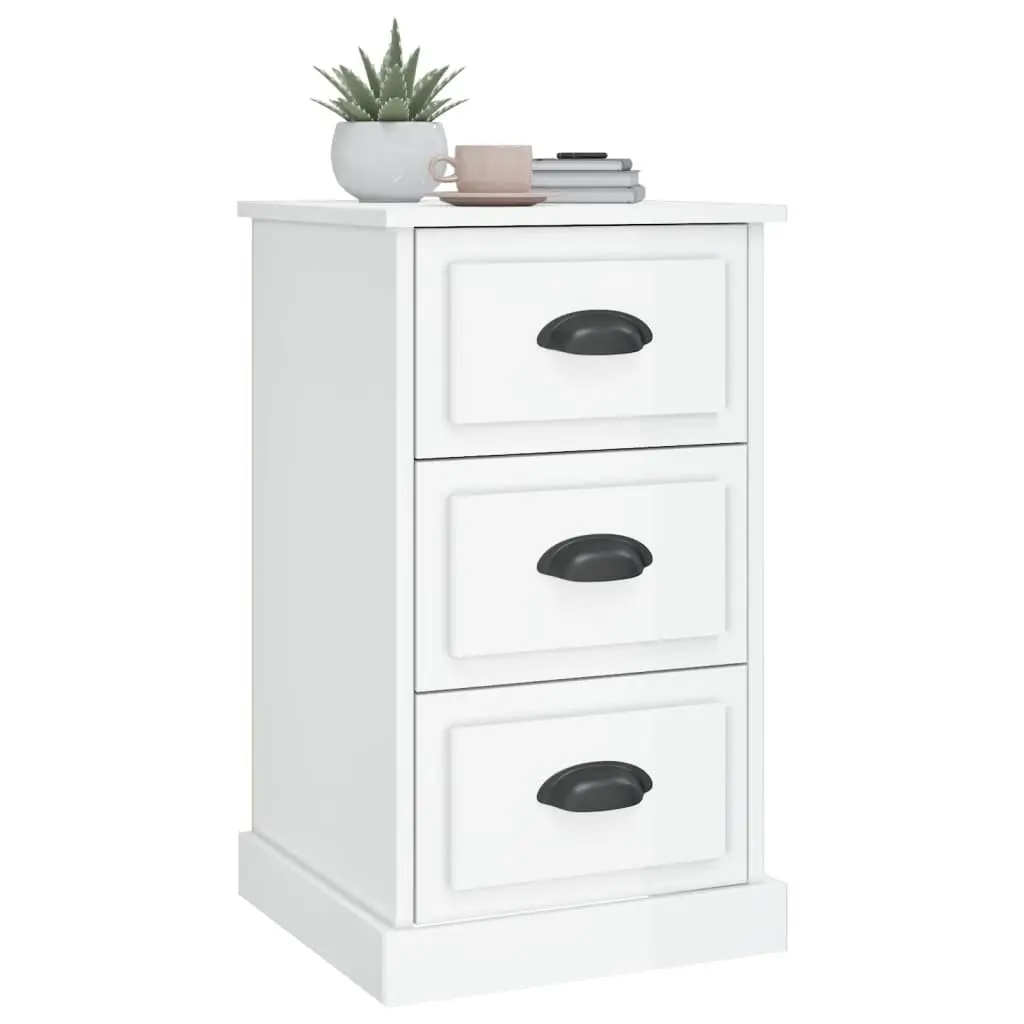White High Gloss 3 Drawer Nightstand