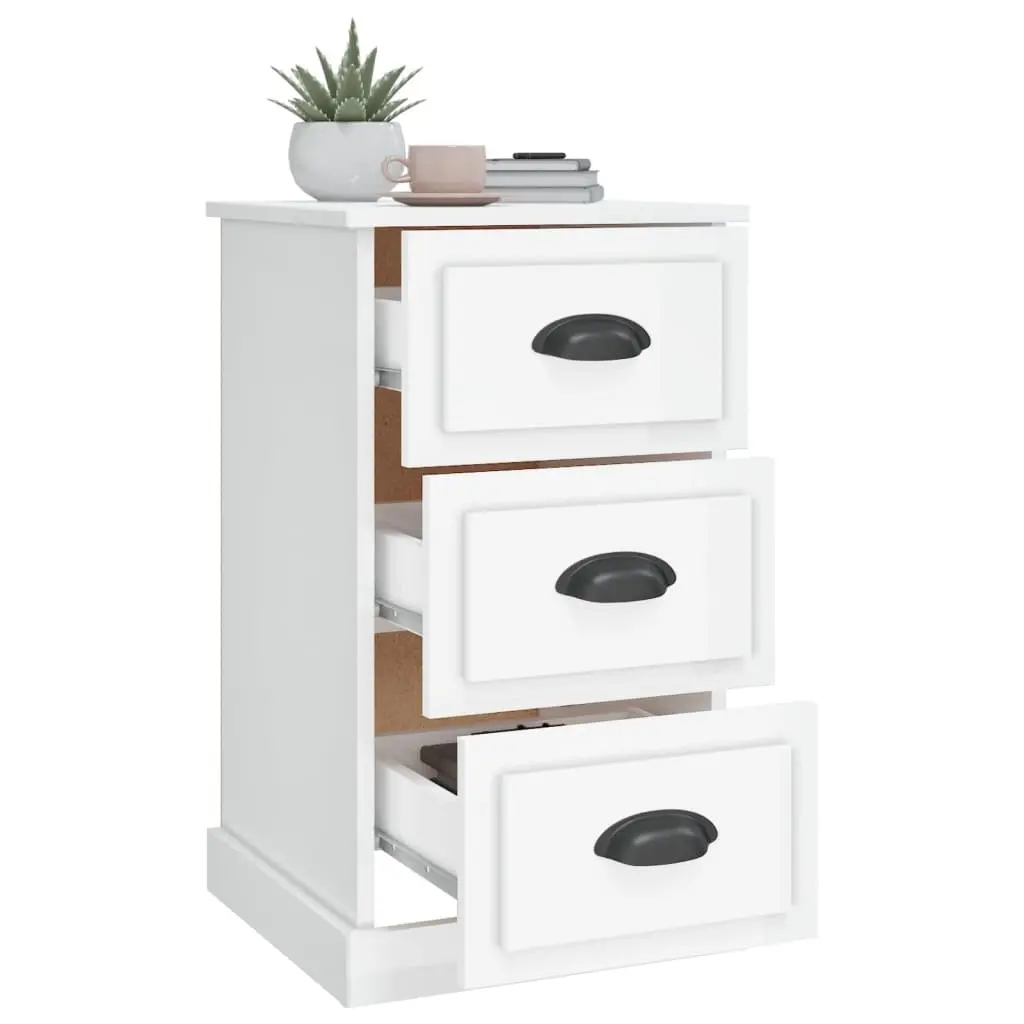 White High Gloss 3 Drawer Nightstand