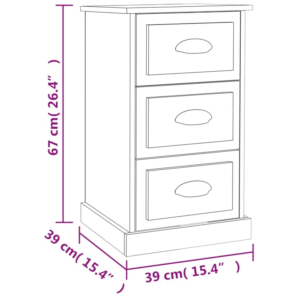 White High Gloss 3 Drawer Nightstand