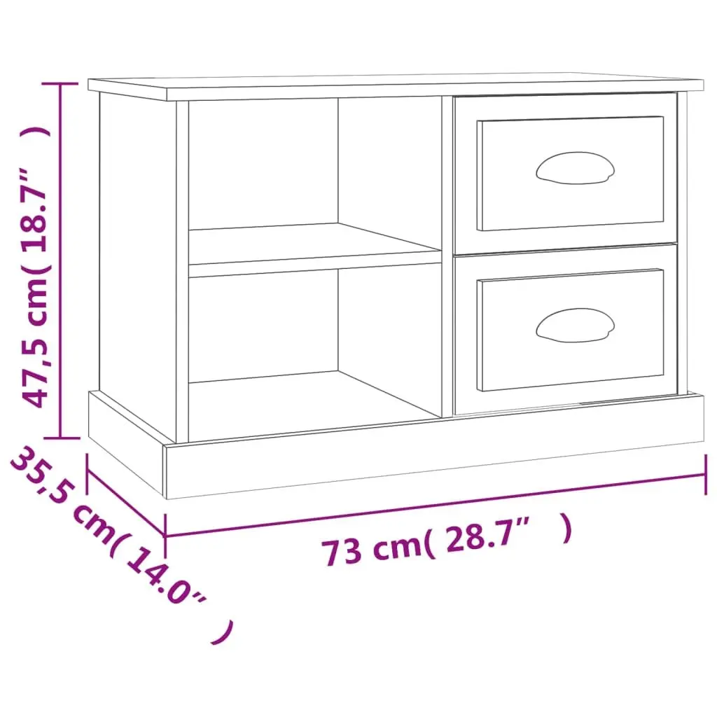 White Engineered Wood TV Cabinet with Open Compartments