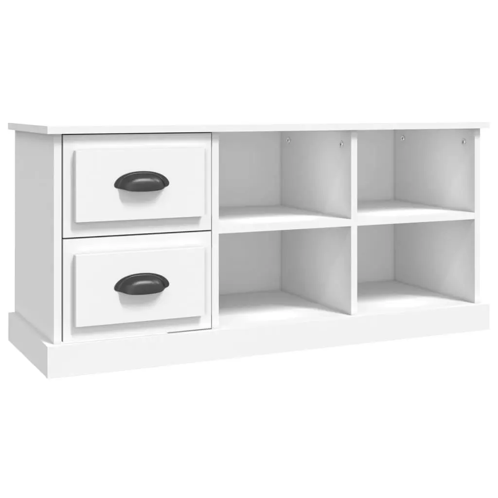 White TV Cabinet with Storage and Drawers