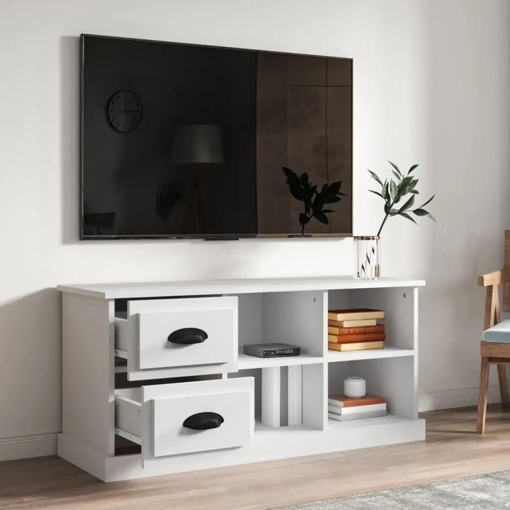 White TV Cabinet with Storage and Drawers