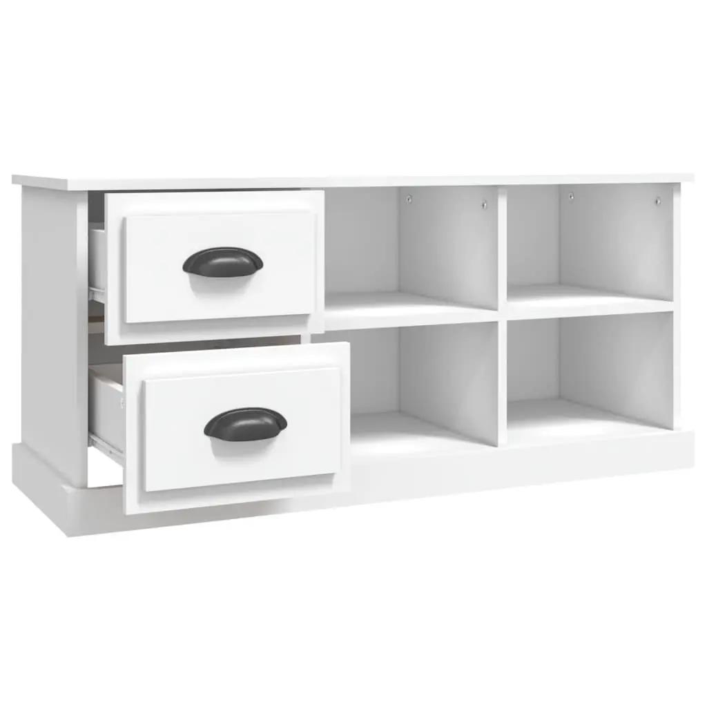 White TV Cabinet with Storage and Drawers
