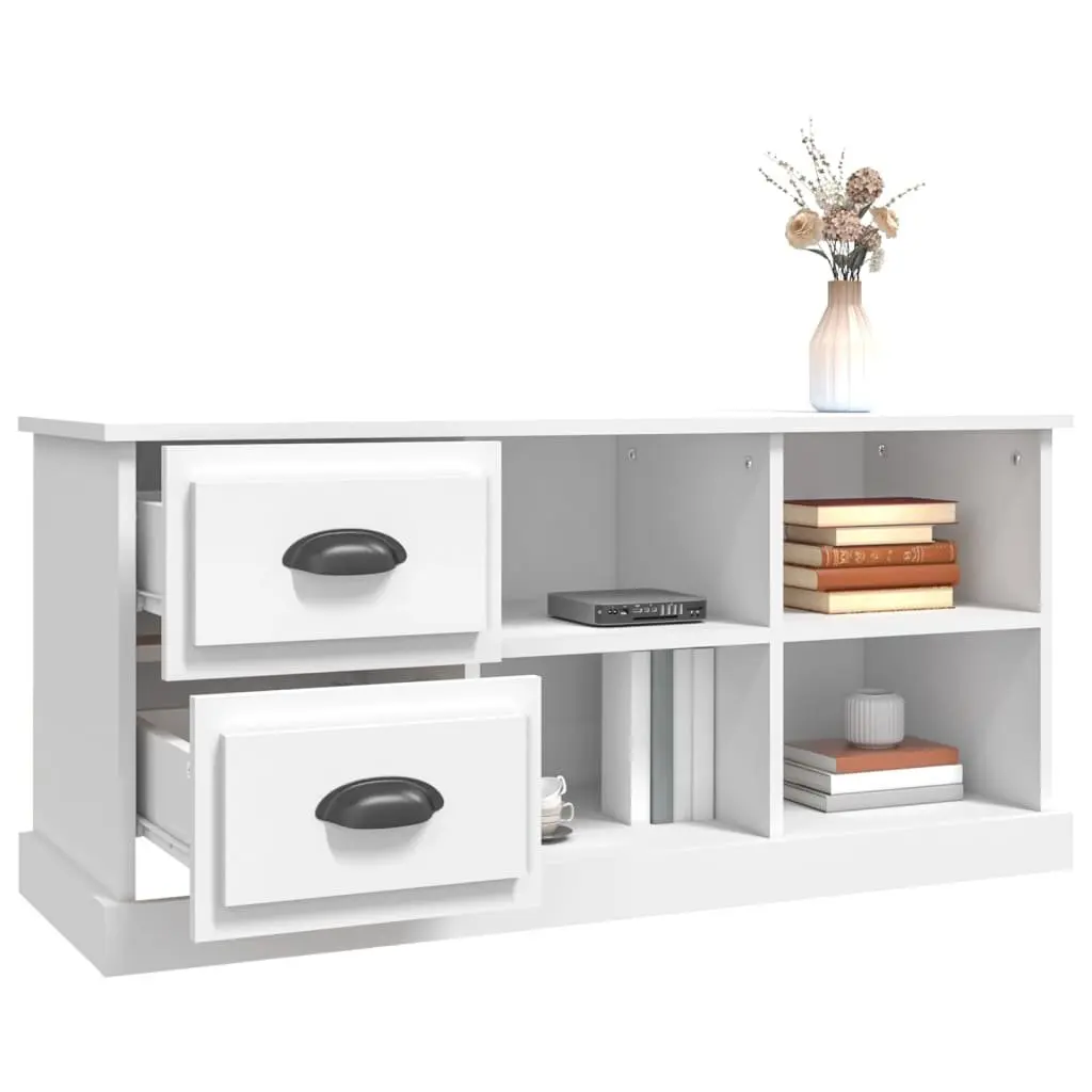White TV Cabinet with Storage and Drawers