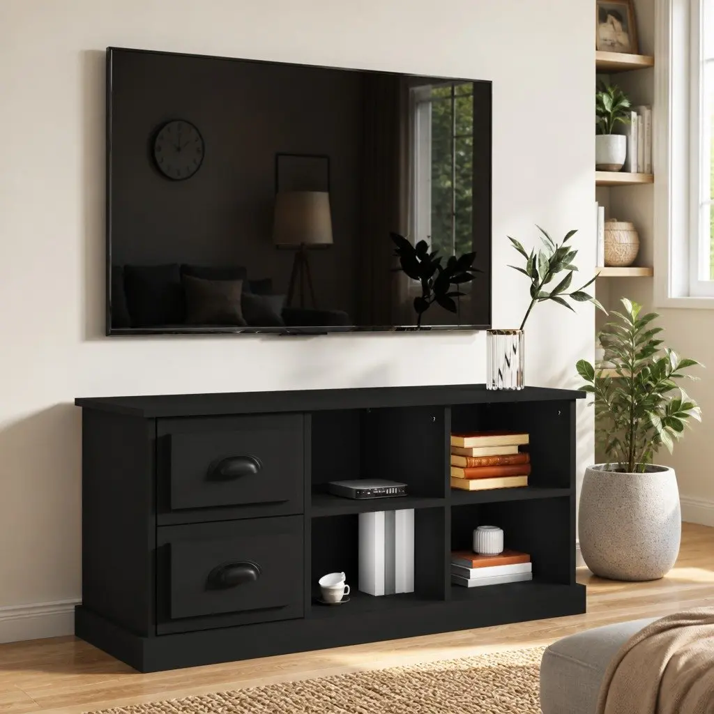 TV Cabinet Engineered Wood 102x35.5x47.5 cm Black