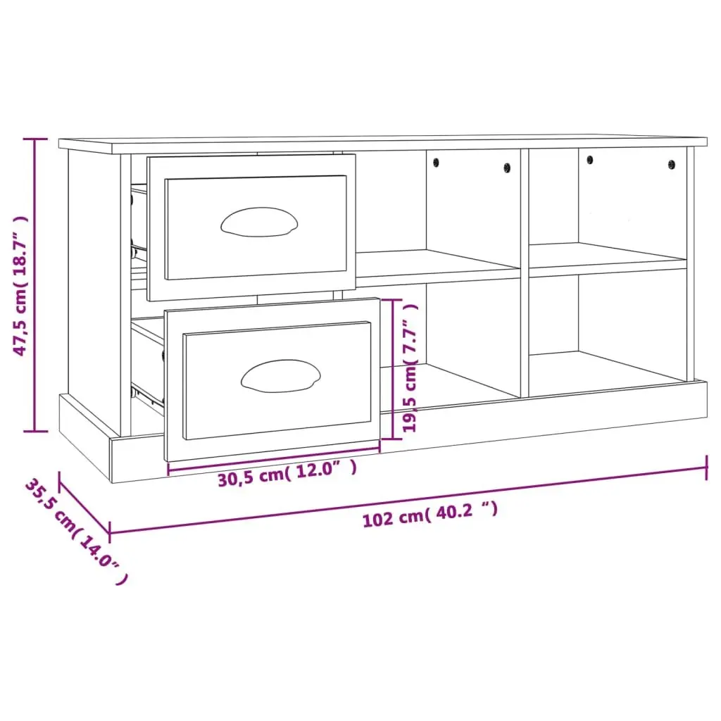 Brown Engineered Wood TV Cabinet with Drawers