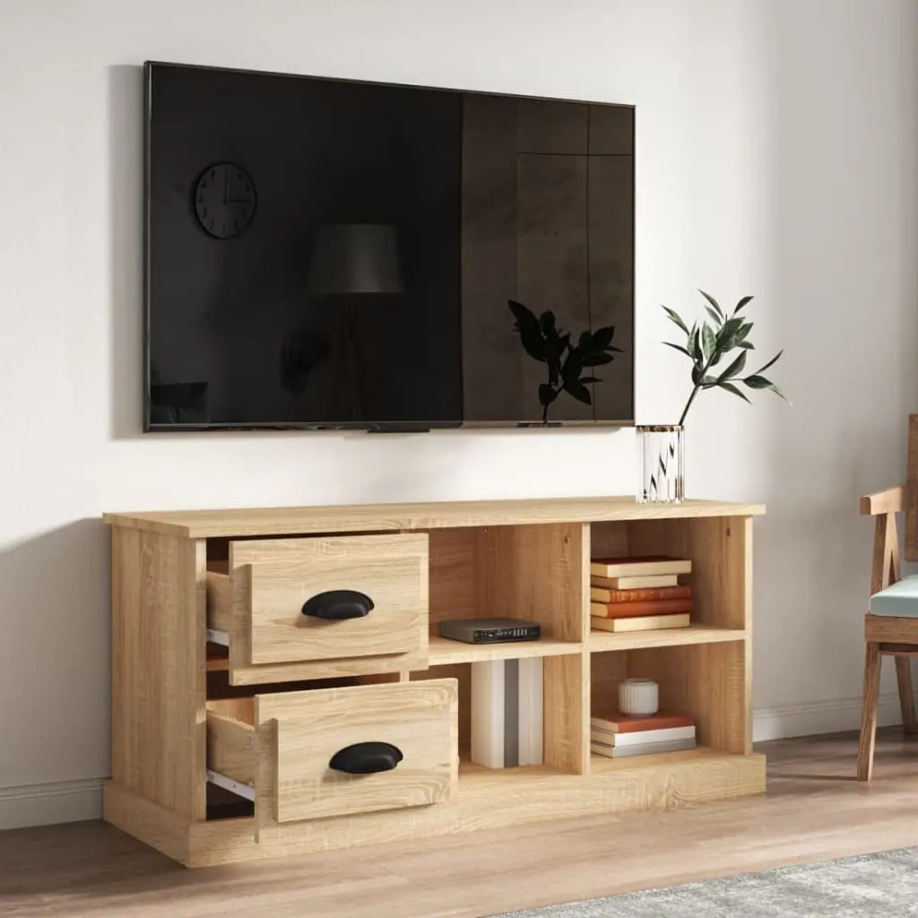 Brown Engineered Wood TV Cabinet with Drawers