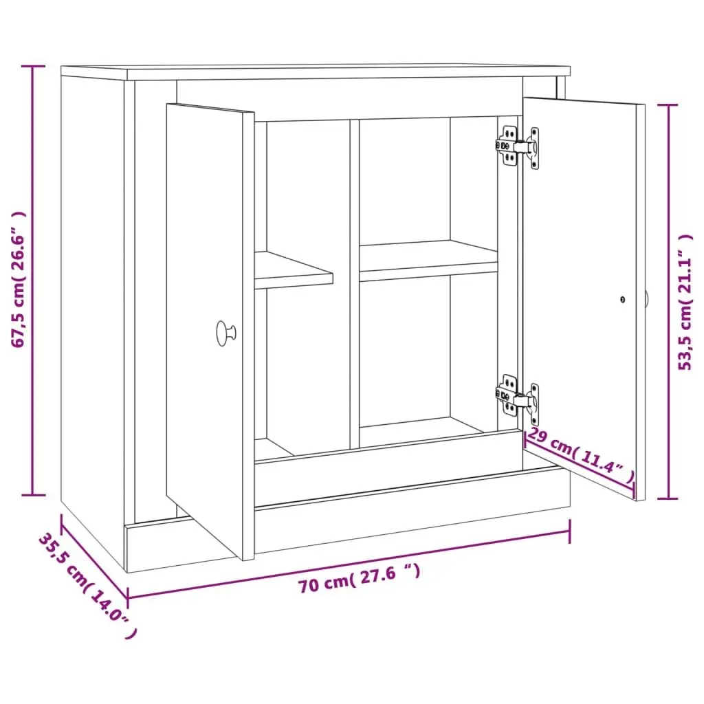 White High Gloss Sideboard Storage Cabinet 70cm