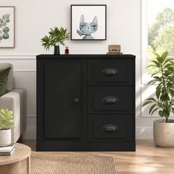 Premium Black Sideboard Storage Cabinet in Engineered Wood