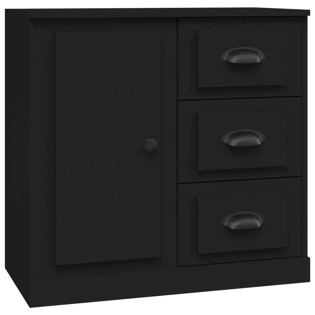 Black Sideboard Storage Cabinet in Engineered Wood