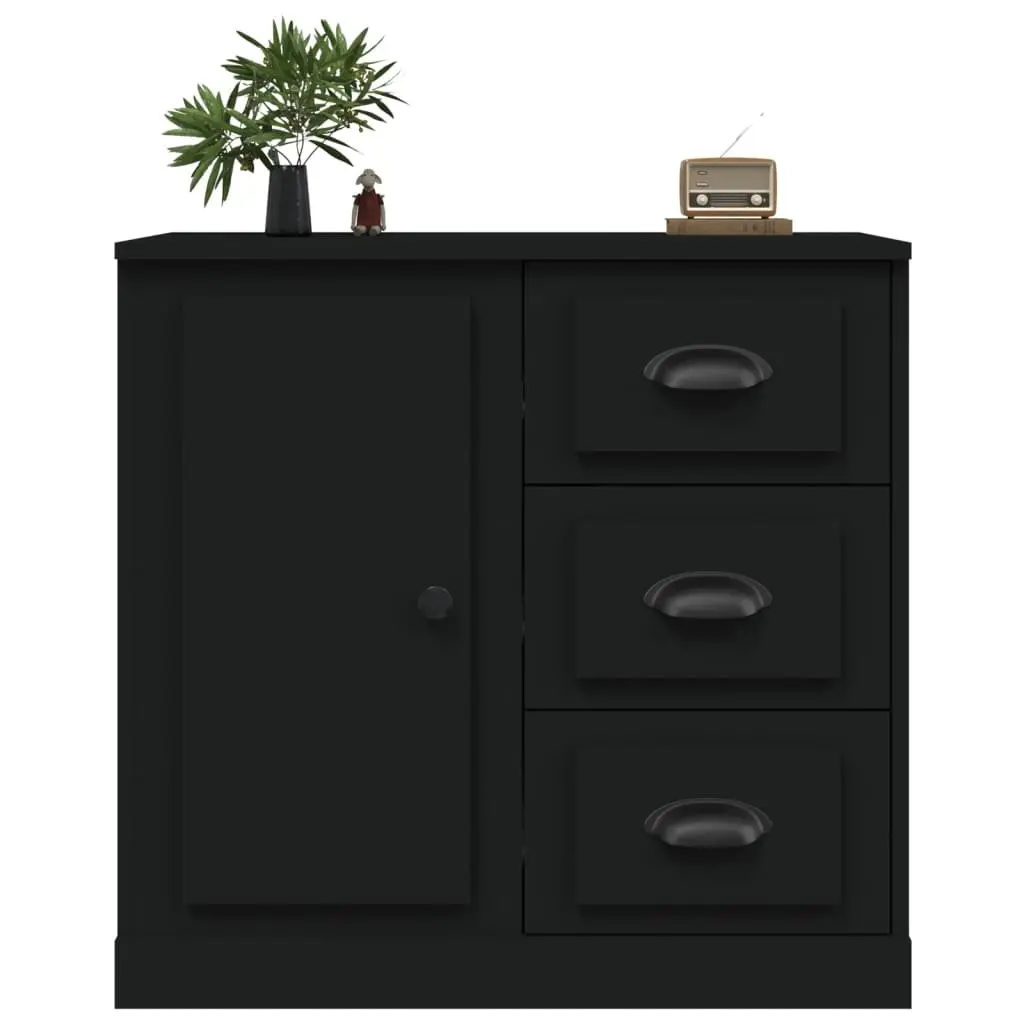 Black Sideboard Storage Cabinet in Engineered Wood