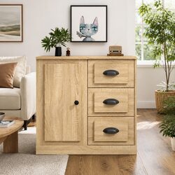 Sideboard Brown Engineered Wood Storage Cabinet 70x35.5x67.5 cm Furniture