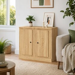 Sideboards 2 pcs Brown Engineered Wood Storage Cabinet Cupboard Display Unit