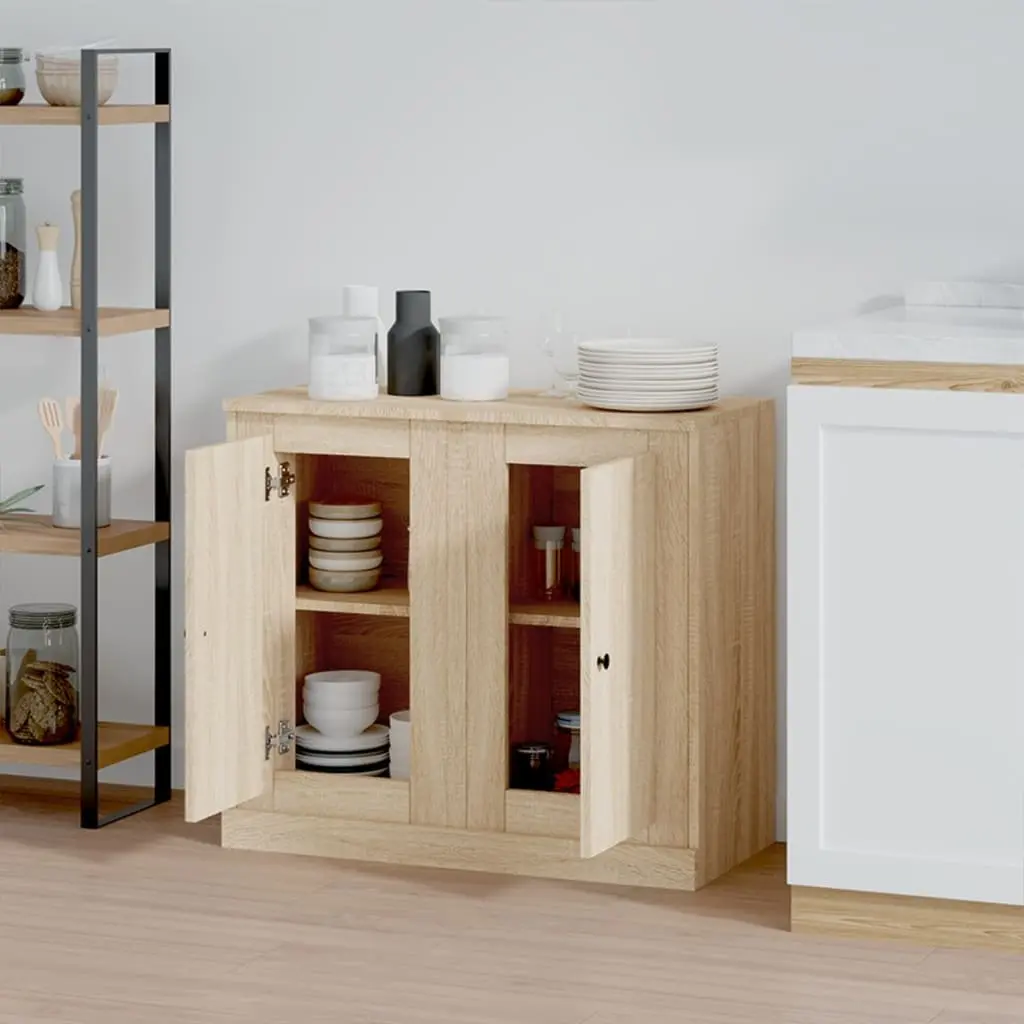 Sideboards 2 pcs Brown Engineered Wood Storage Cabinet Cupboard Display Unit