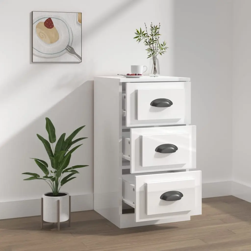 High Gloss White Sideboard with Ample Storage