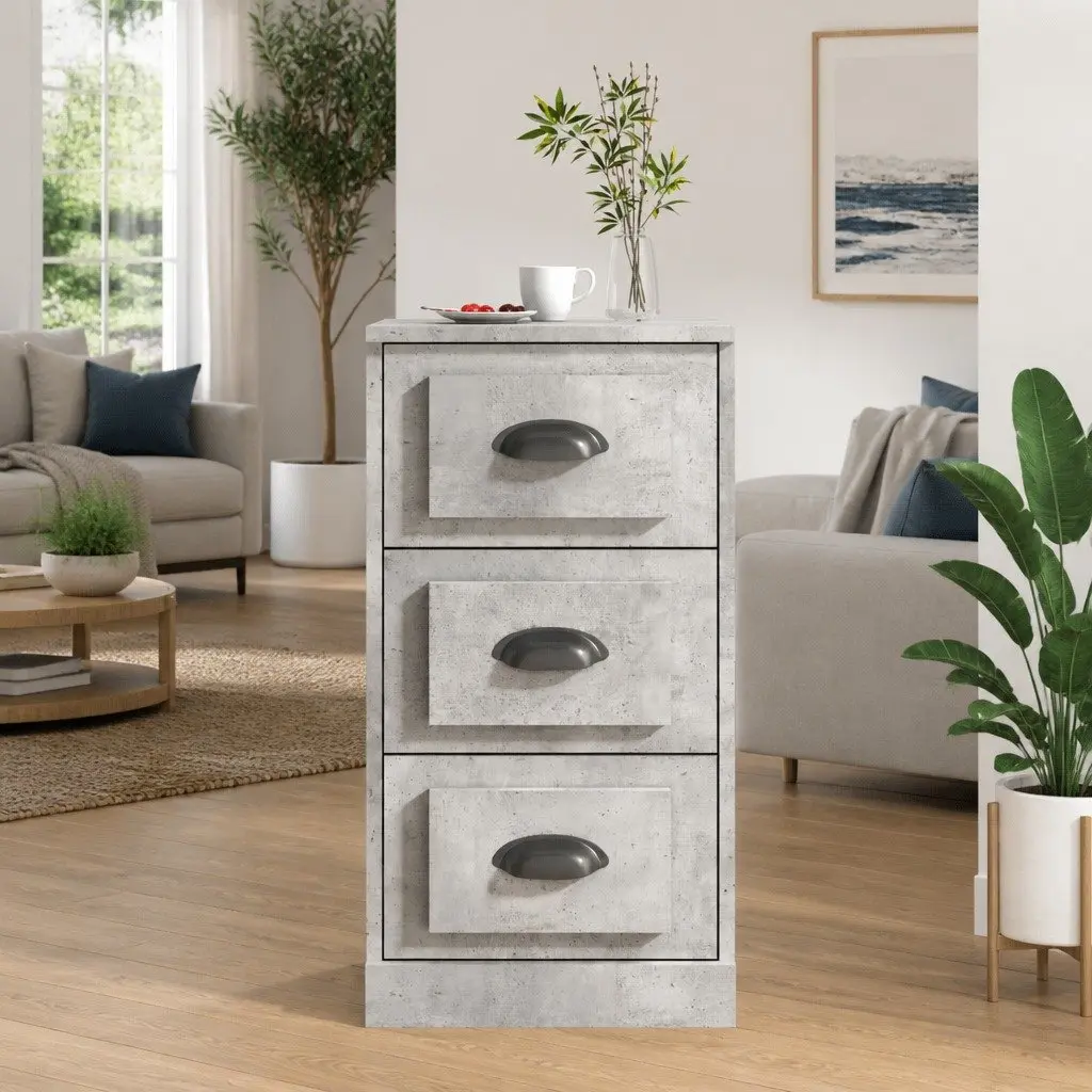 Grey Engineered Wood Sideboard with Sturdy Build