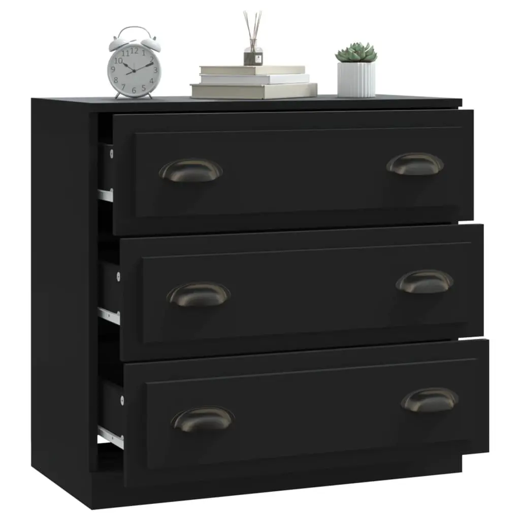 Black Sideboard Cabinet Storage Buffet Cupboard Engineered Wood Furniture