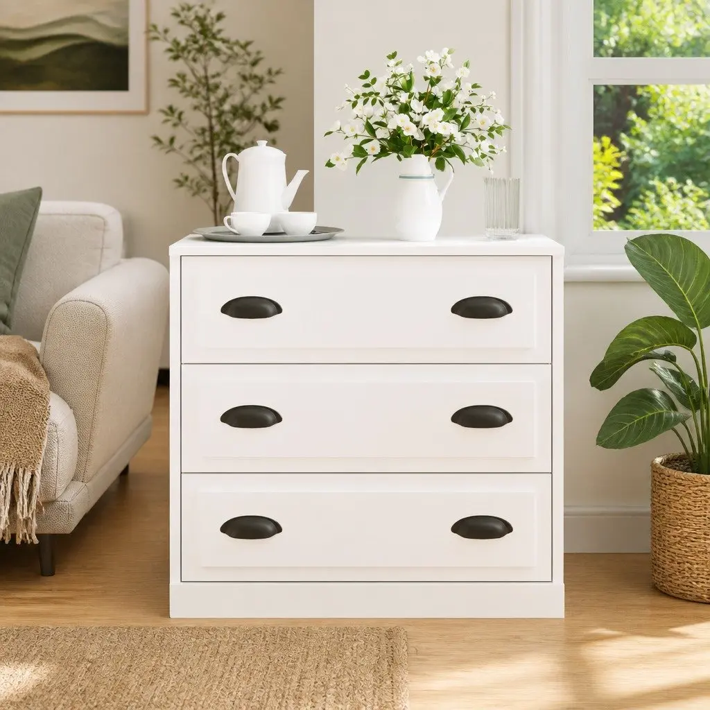 High Gloss White Sideboard Cabinet with Ample Storage