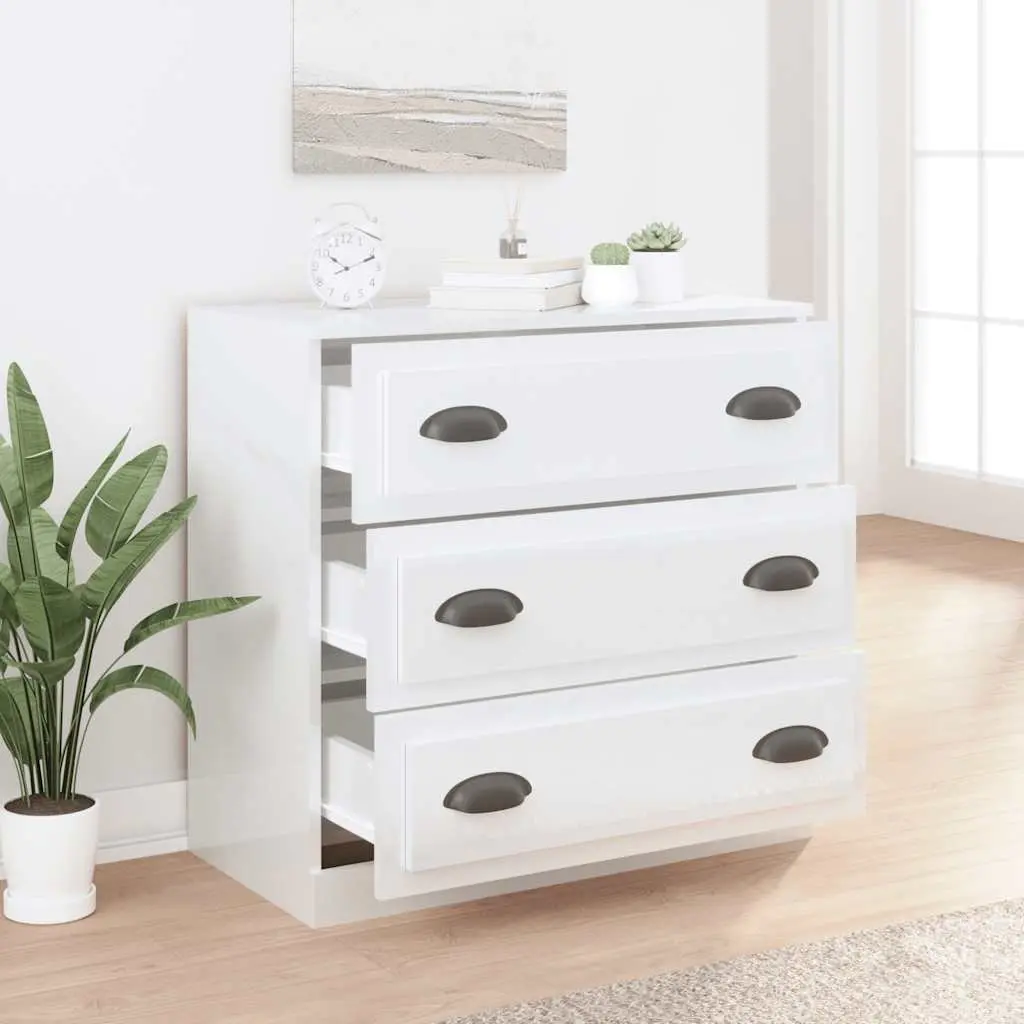 High Gloss White Sideboard Cabinet with Ample Storage