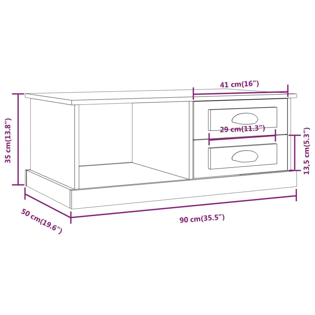 High Gloss White Coffee Table with Storage Drawers