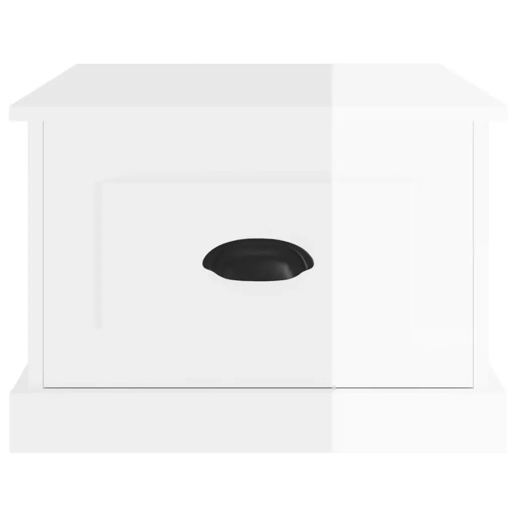 High Gloss White Coffee Table with Storage Drawer 50x50x35 cm