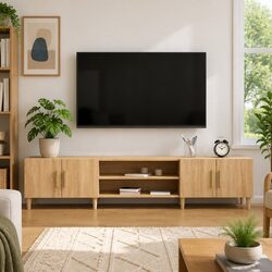 Stylish Brown Engineered Wood TV Cabinet with Storage