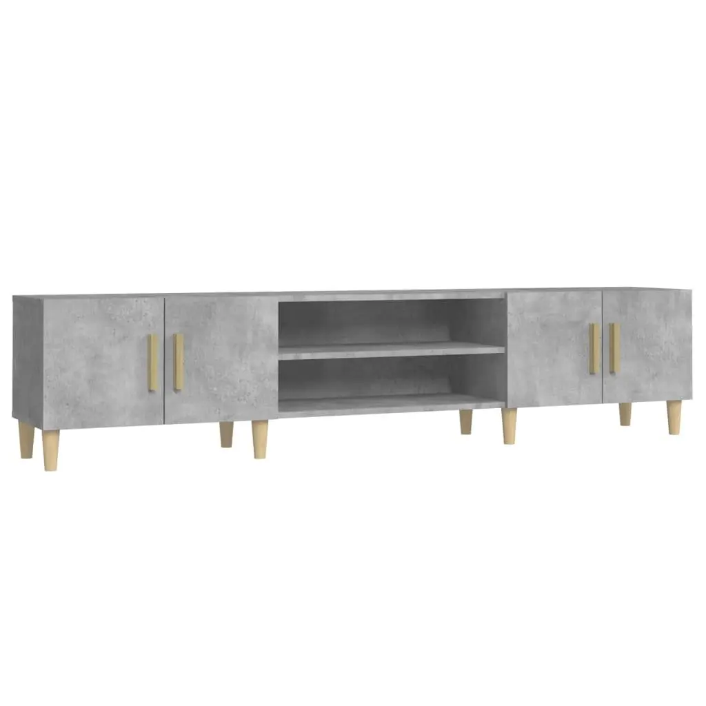 Grey Engineered Wood TV Cabinet with 4 Storage Compartments