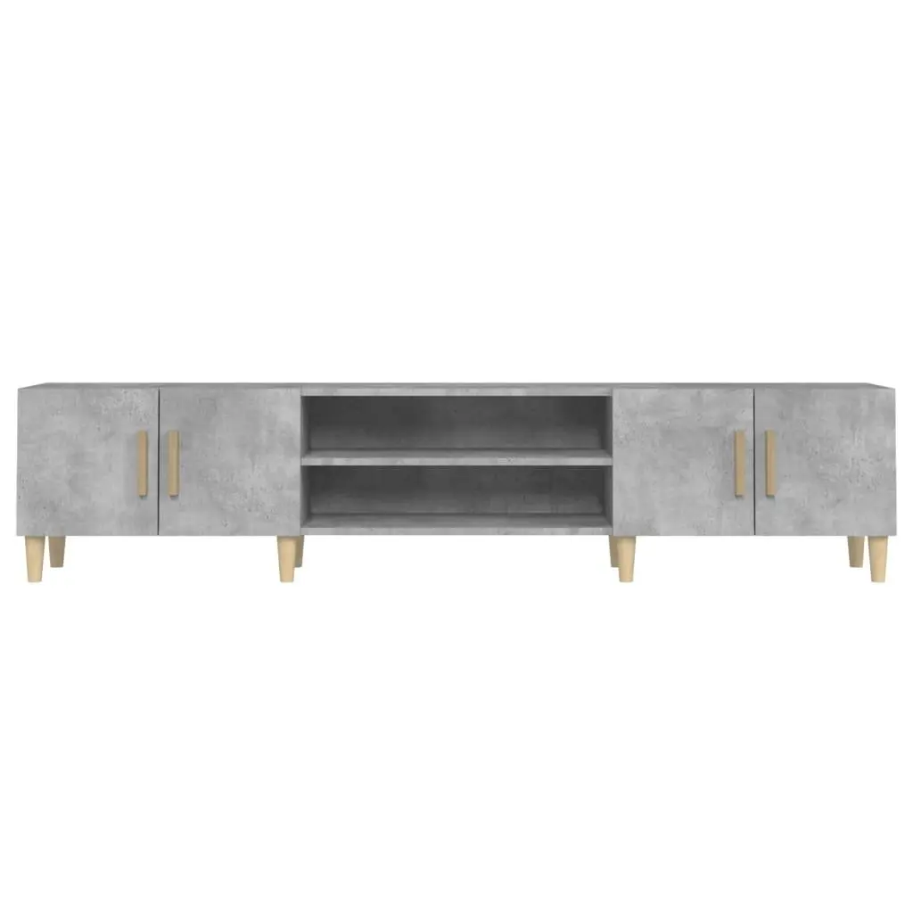 Grey Engineered Wood TV Cabinet with 4 Storage Compartments