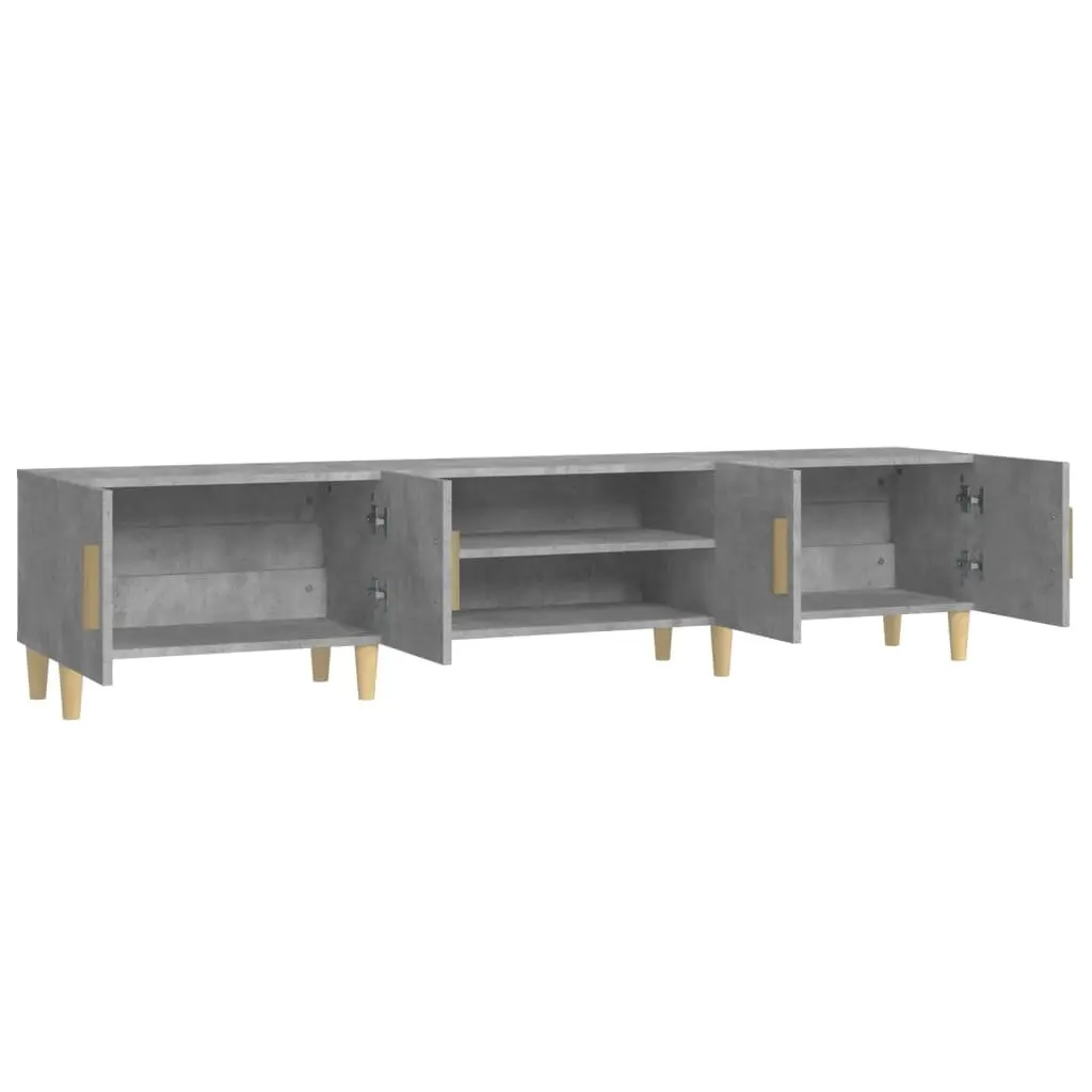 Grey Engineered Wood TV Cabinet with 4 Storage Compartments